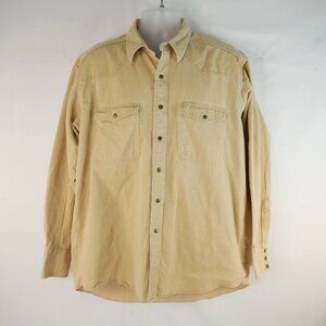 Wrangler Western Shirt Mens XL Brushpopper Snap Up L/S  USA Cowboy Canvas Tan